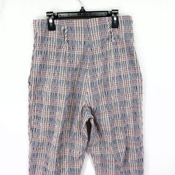 Maeve Anthropologie Hazelle Plaid Slim Pants Size 4 Paperbag High Waist Trousers - Picture 9 of 16